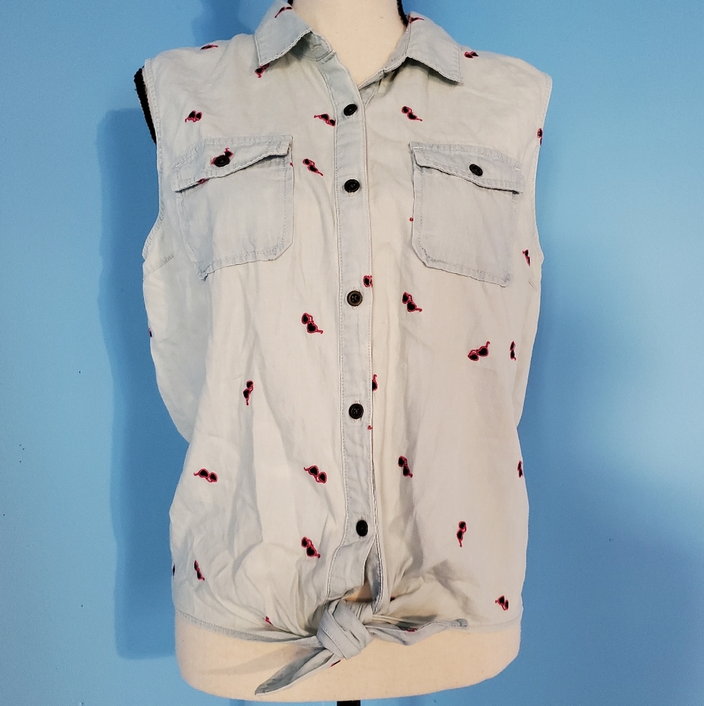 Black Poppy Button Up Shirt